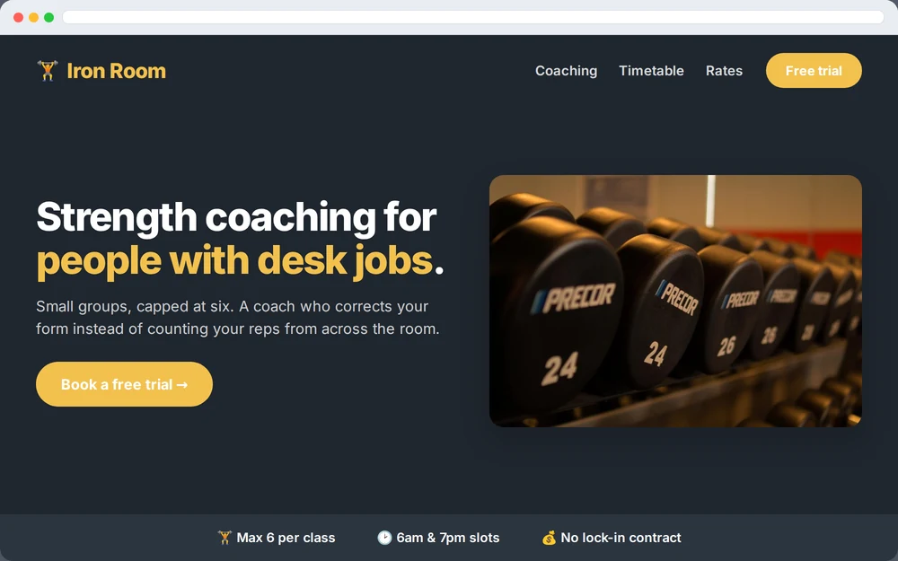 Sample website design for a Singapore gym and personal training business